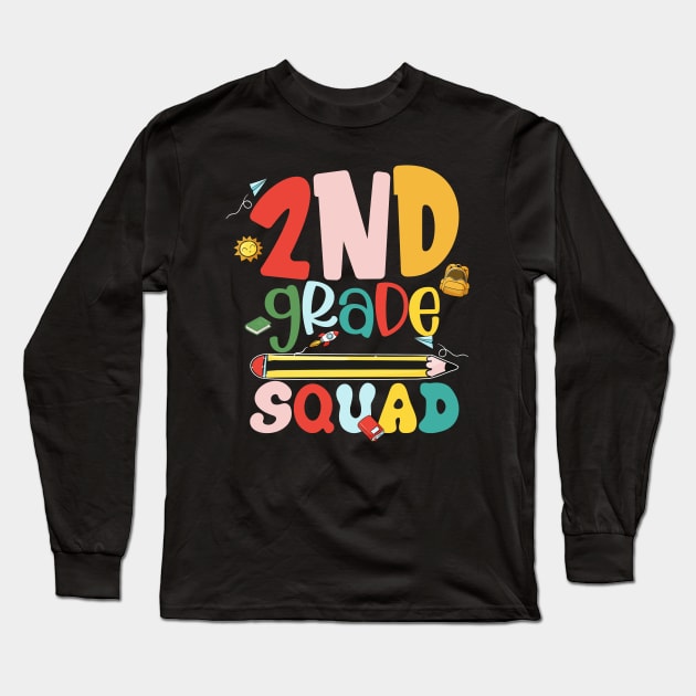 2nd Grade Squad Second Teacher Student Team Back To School Long Sleeve T-Shirt by Sky full of art